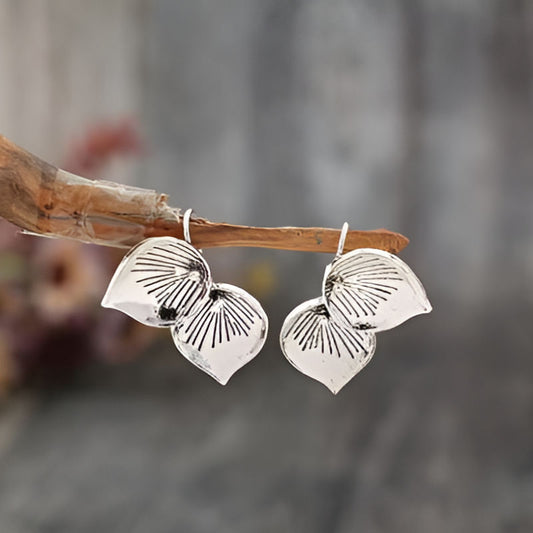 Vintage Silver Petal Dangle Earrings