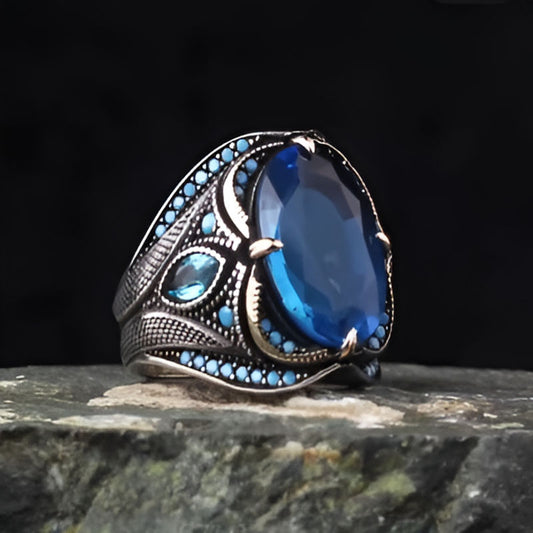 Vintage Oval Blue Zircon Ring