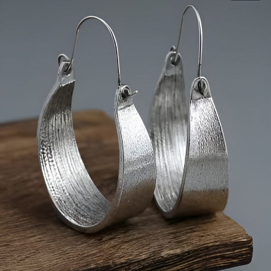 Silver Textured Dangle Earrings