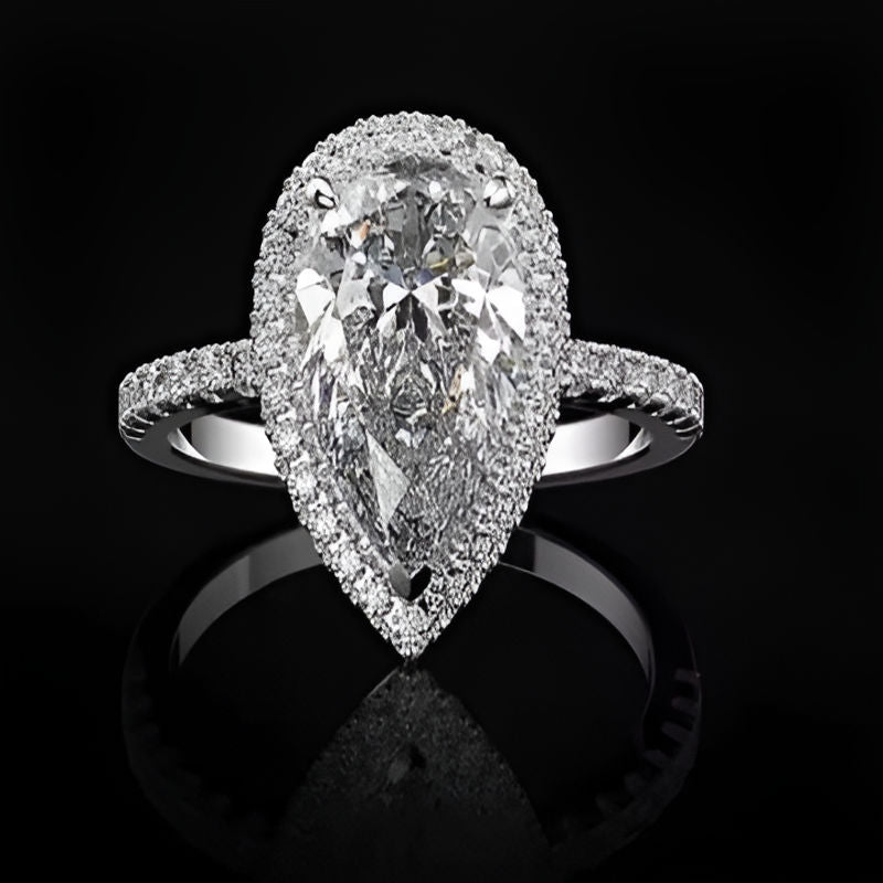 Silver Waterdrop Geometry Ring