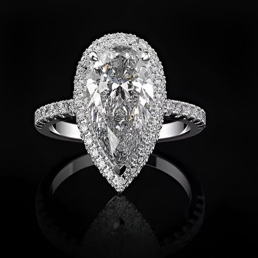 Silver Waterdrop Geometry Ring