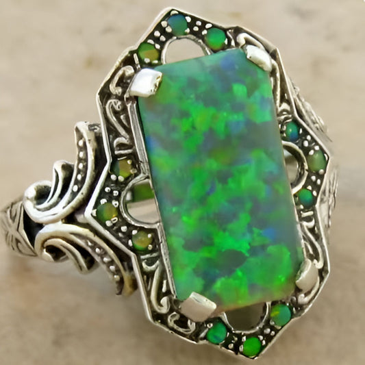 Vintage Square Geometry Silver Ring