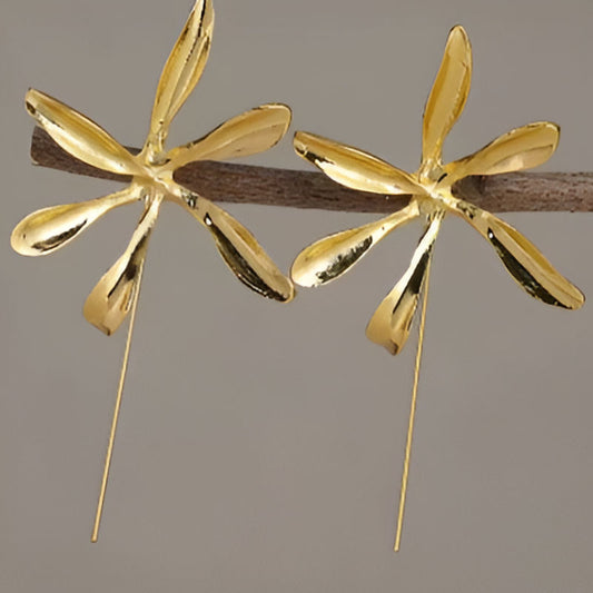 Gold Color Flower Earrings