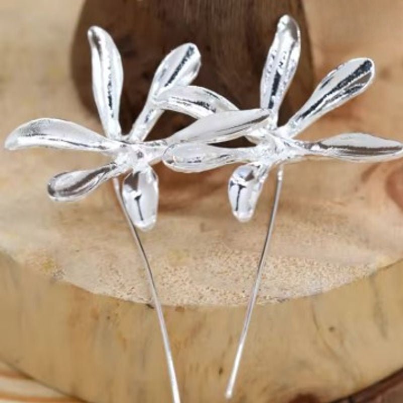 Silver Color Flower Earrings