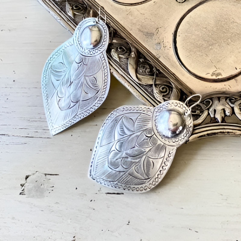 Vintage Silver Geometry Dangle Earrings