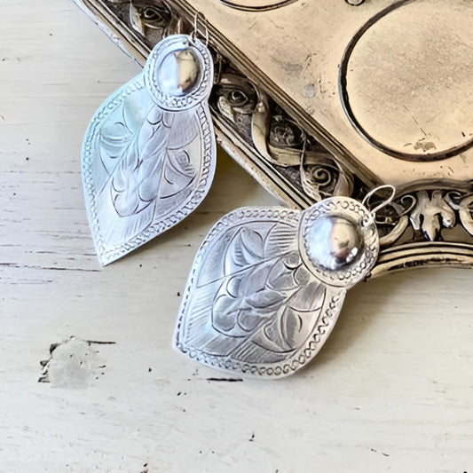 Vintage Silver Geometry Dangle Earrings