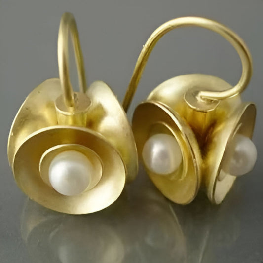 Vintage Round Gold Dangle Earrings