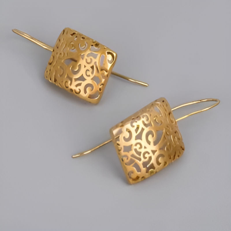 Elegant Gold Hollow Dangle Earrings