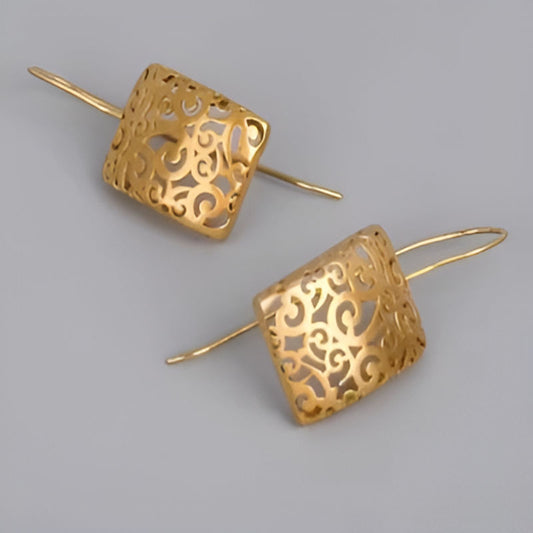 Elegant Gold Hollow Dangle Earrings