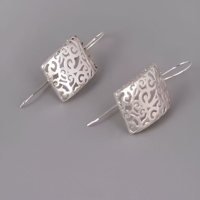 Elegant Silver Hollow Dangle Earrings