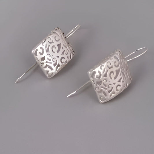Elegant Silver Hollow Dangle Earrings