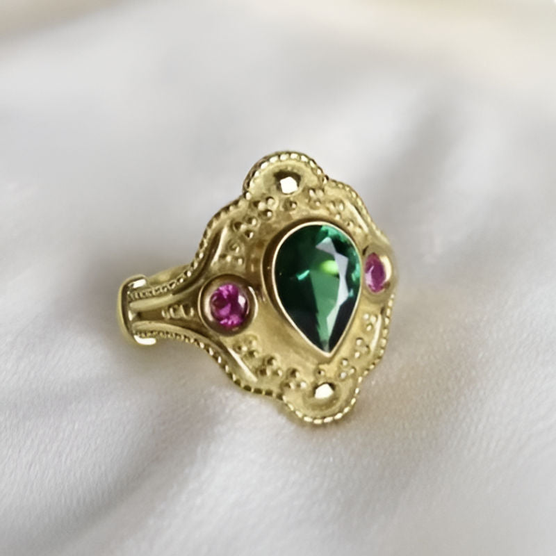 Elegant Green & Red Stone Earrings