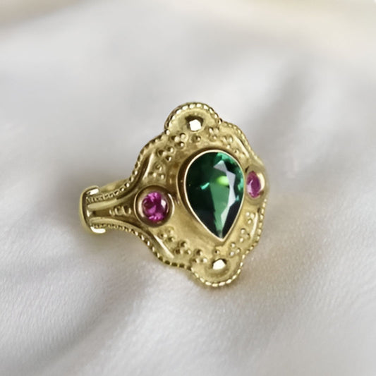 Elegant Green & Red Stone Earrings