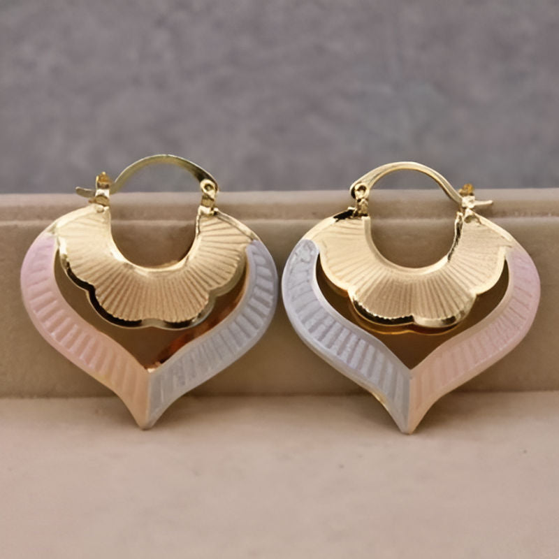 Gold Heart Hollow Drop Earrings
