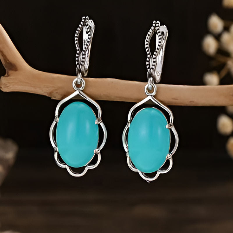 Elegant Blue Stone Dangle Earrings