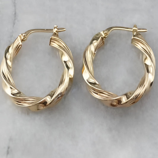 Gold Round Twist Earrings