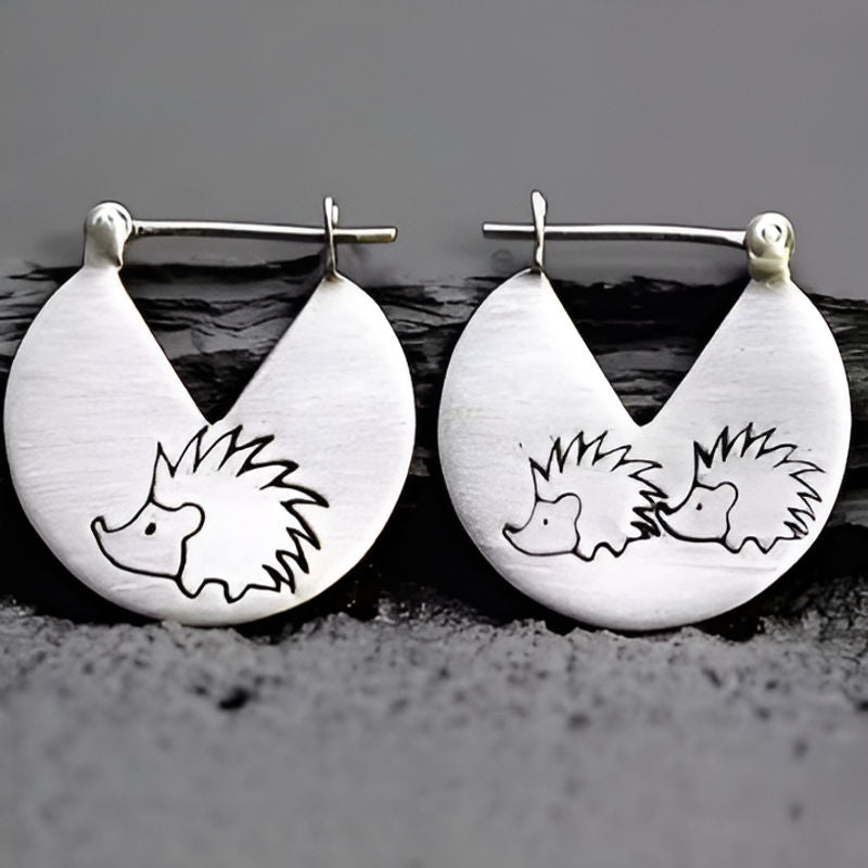 Vintage Round Hedgehog Earrings