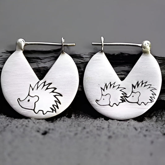 Vintage Round Hedgehog Earrings