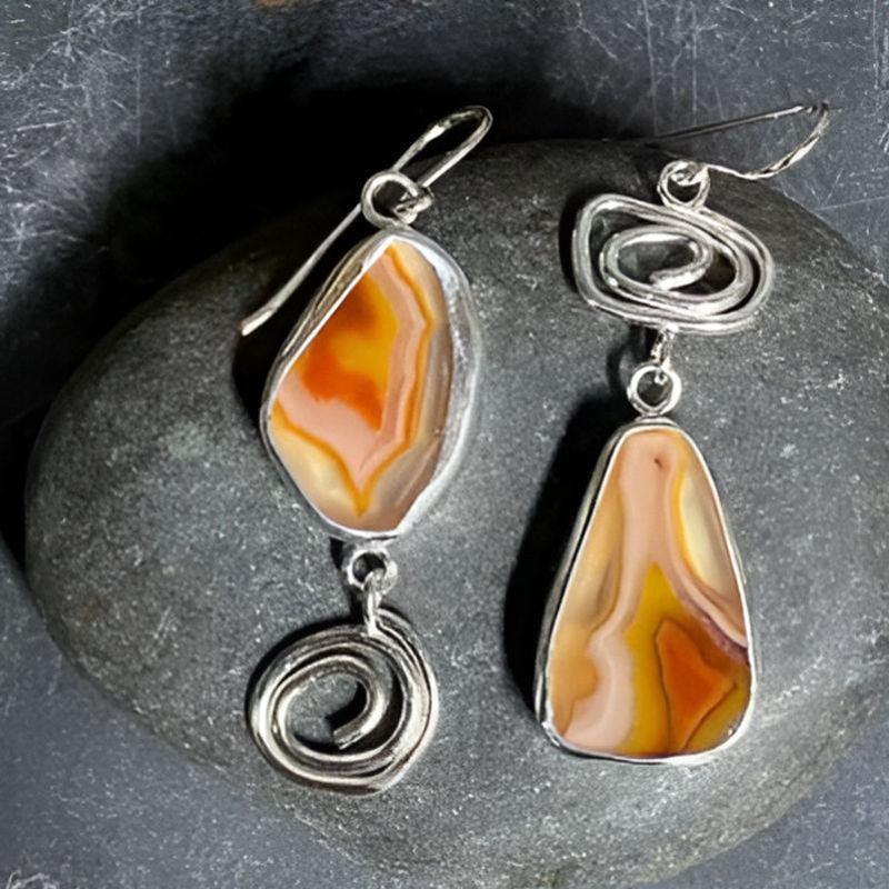 Vintage Orange Cross Earrings