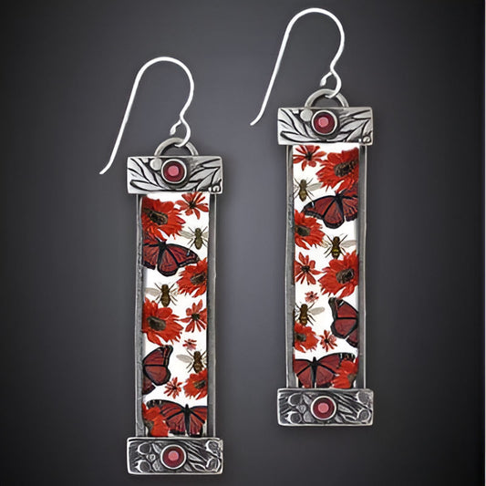 Elegant Round Red Zircon Hook Earrings