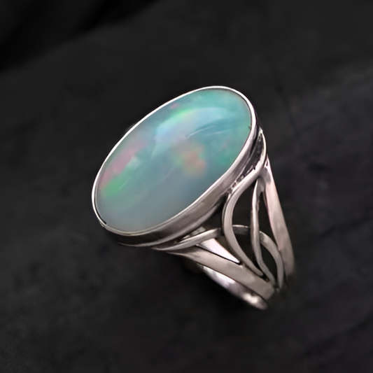 Vintage Silver Round Geometry Ring