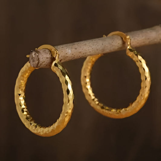Vintage Cross Round Hoop Earrings