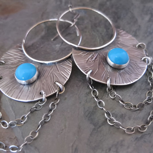Vintage Moon Blue Stone Earrings