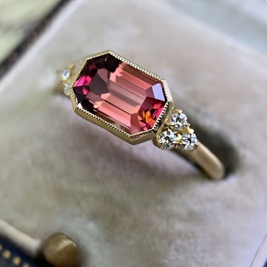 Elegant Square Red Zircon Ring