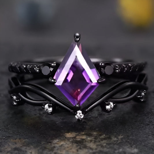 Vintage Purple Stone Black Ring