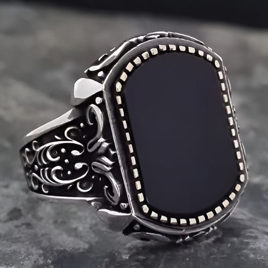 Elegant Black Stone Square Ring