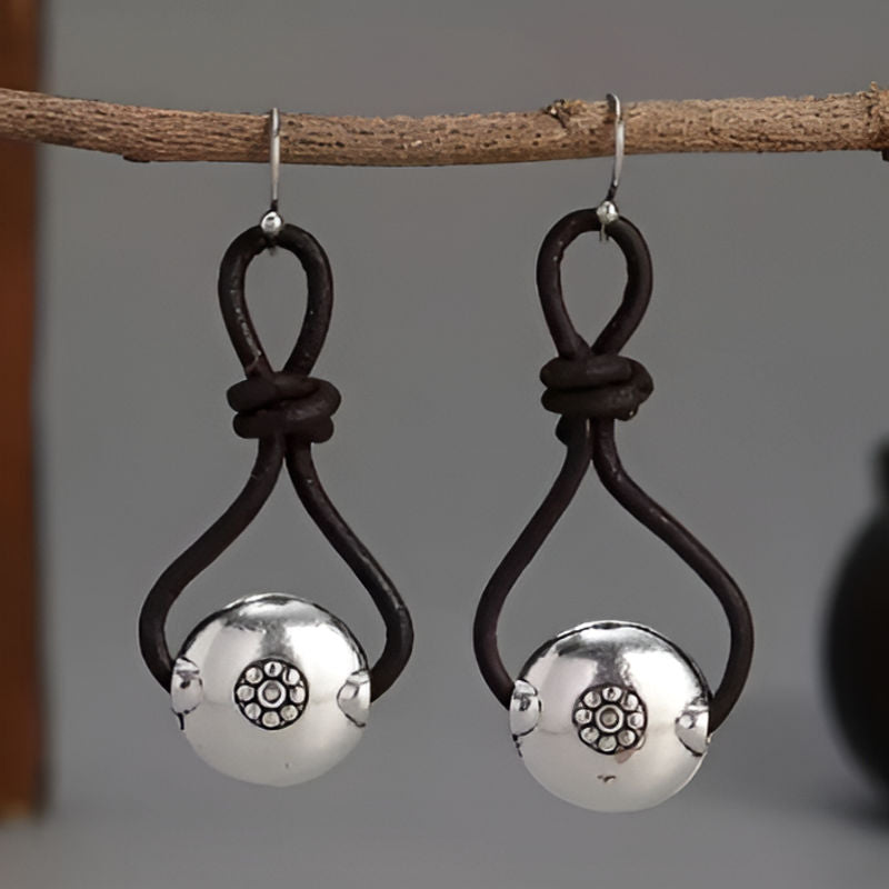 Elegant Round Silver Flower Earrings