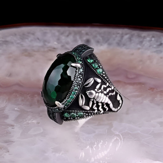 Vintage Handmade Turkish Eagle Green Ring