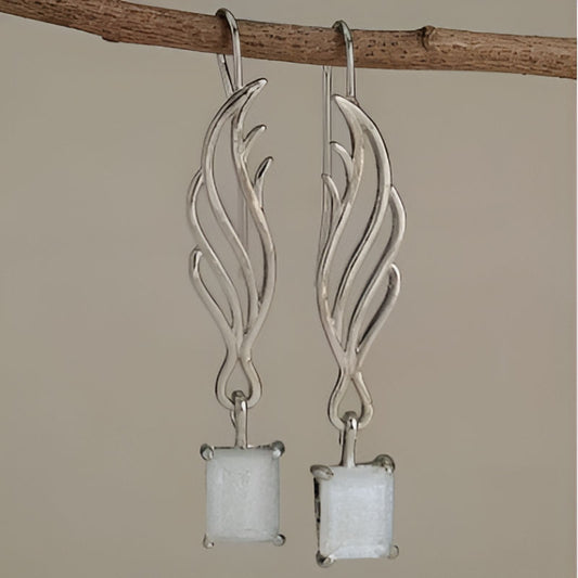 Vintage Hammered Blade Hoop Earrings