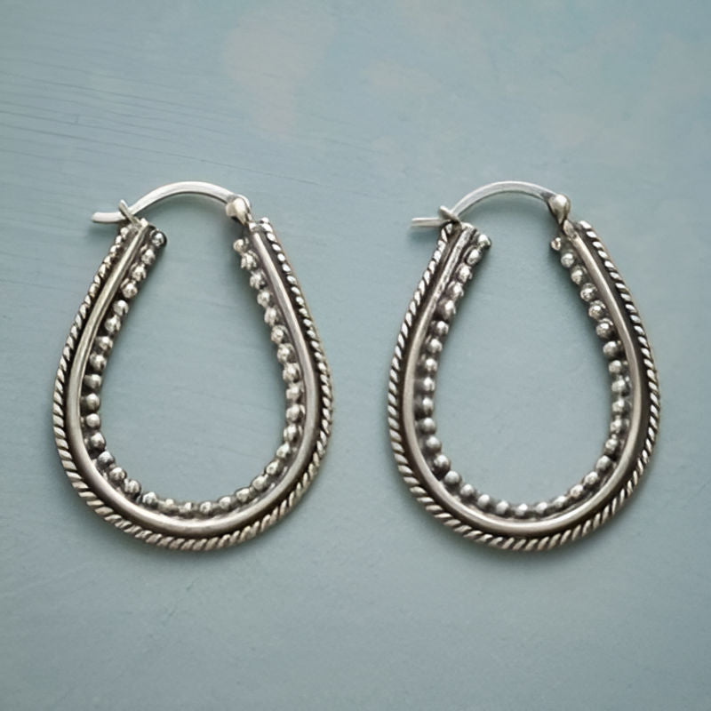 Vintage Hammered Blade Hoop Earrings