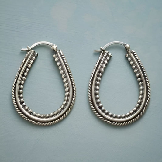 Vintage Hammered Blade Hoop Earrings