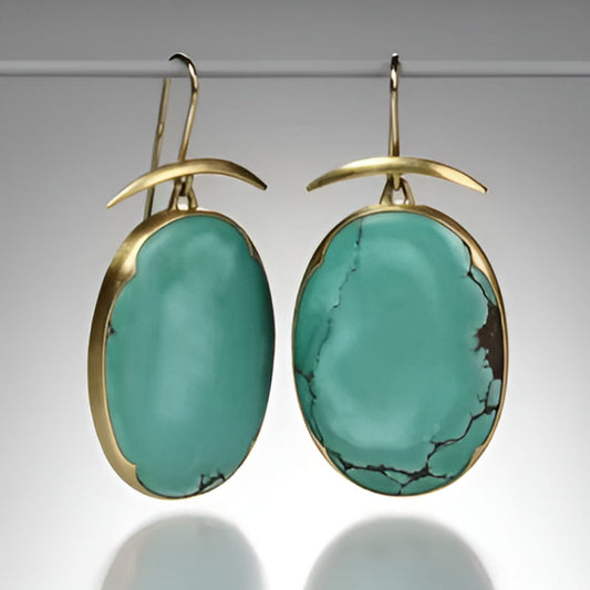 Elegant Oval Green Stone Earrings