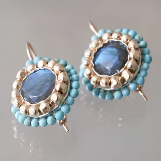 Elegant Oval Blue Stone Earrings