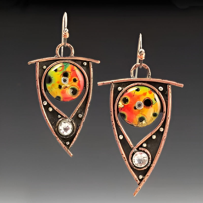 Vintage Inlaid White Zircon Earrings
