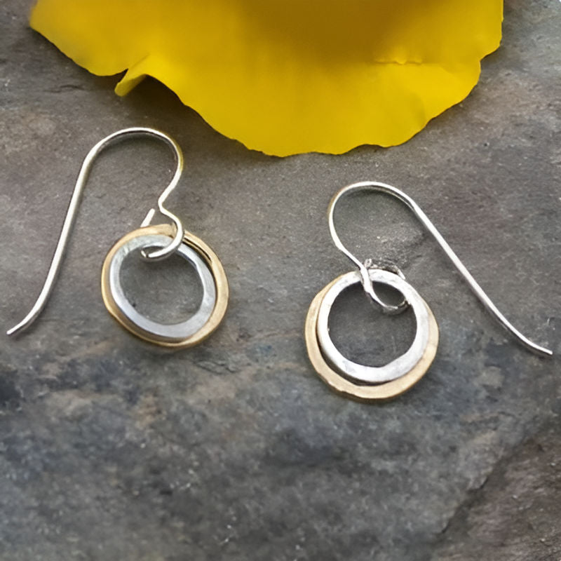 Vintage Silver Gold Round Earrings