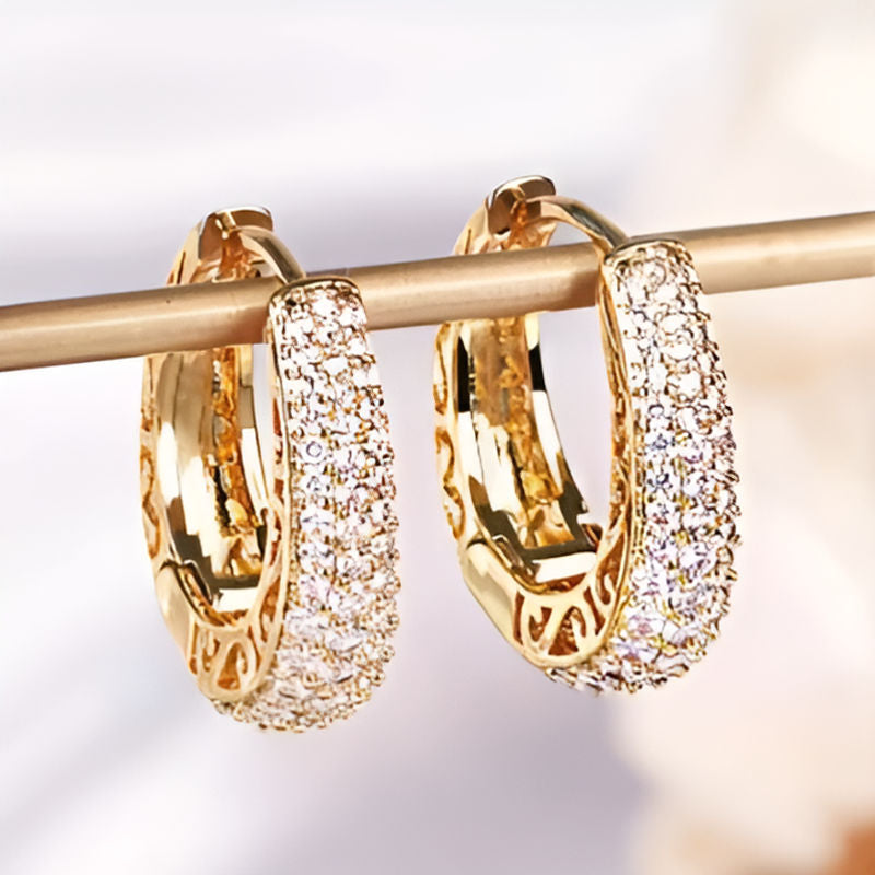 Elegant White Stone Hoop Earrings