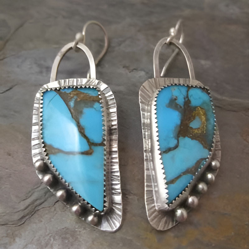 Vintage Silver Blue Stone Dangle Earrings