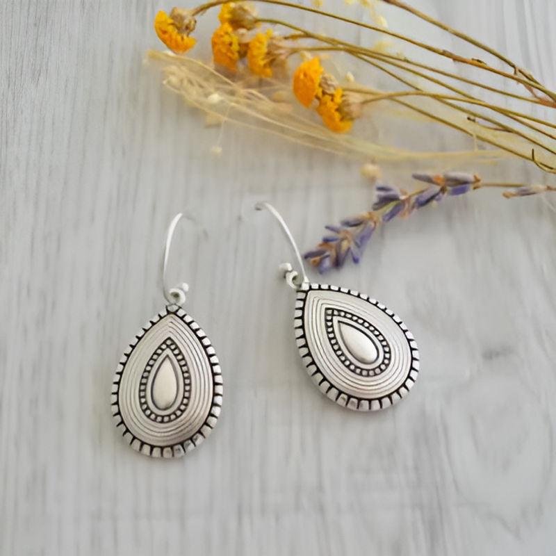 Silver Waterdrop Geometry Earrings