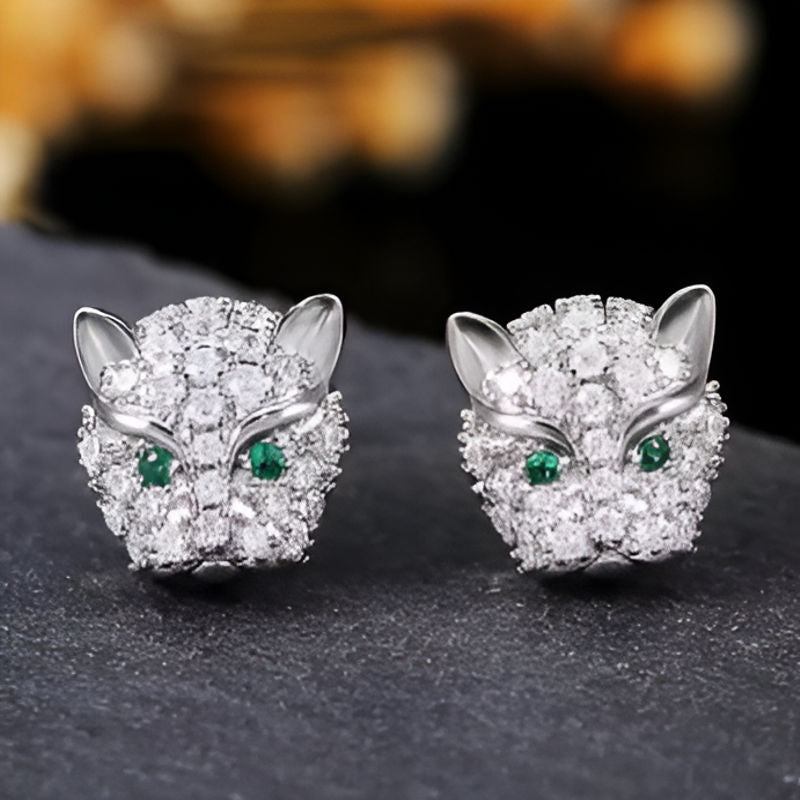 Silver White Green Zircon Earrings