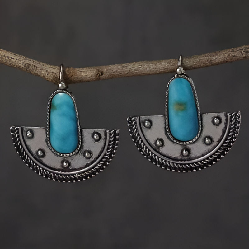 Vintage Irregular Blue Stone Earrings