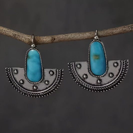 Vintage Irregular Blue Stone Earrings