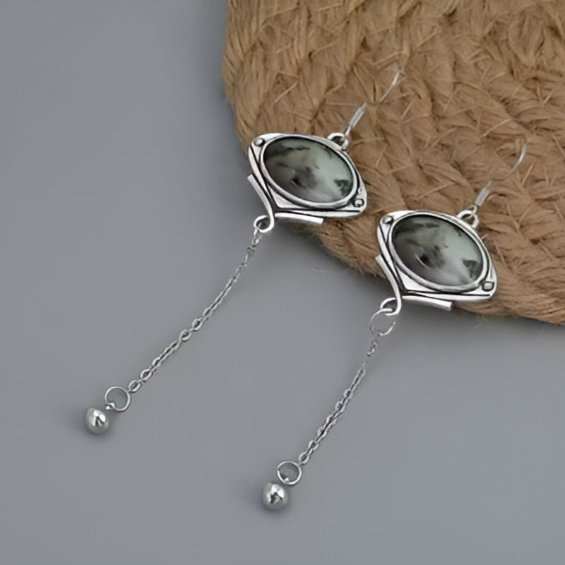 Vintage Oval Paste Pattern Earrings