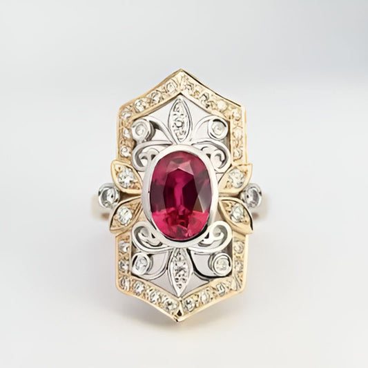 Gold Silver Square Flower Ring