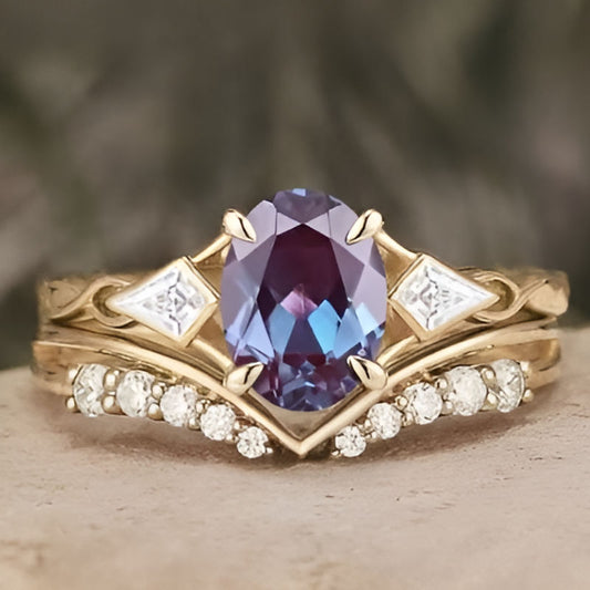 Elegant Blue Purple Stone Ring