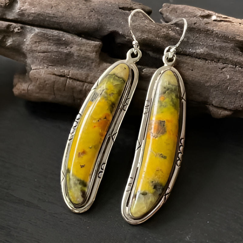 Vintage Irregular Yellow Stones Earrings