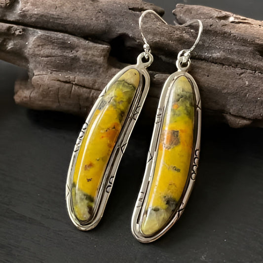 Vintage Irregular Yellow Stones Earrings